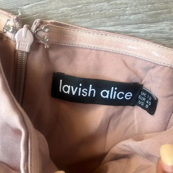 Lavish Alice Mink Pleated Bardot Satin Mix Midi Dress - Picture 10 of 14